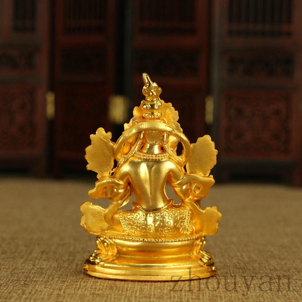 BLESSED TIBETAN BUDDHA GOLD GILT STATUE: GODDESS GREEN TARA FEMALE Protect