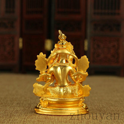 BLESSED TIBETAN BUDDHA GOLD GILT STATUE: GODDESS GREEN TARA FEMALE Protect