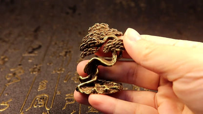 50g Brass Bronze Tree Statue Miniature Figurine Tea Pet Ornament Toy Collection