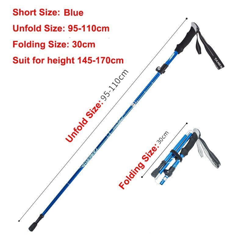 5-Section Folding Trekking Poles Nordic Walking Stick Hiking Telescopic Cane 1PC