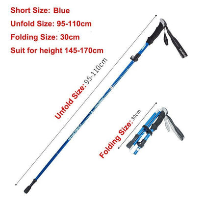 5-Section Folding Trekking Poles Nordic Walking Stick Hiking Telescopic Cane 1PC