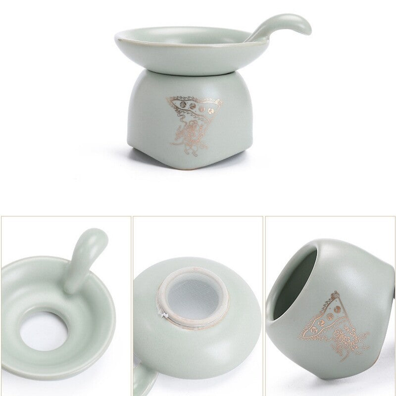 Boutique Ruyao Craft Tea Set Chinese Ceramic Tea Pot Matching Tea Cup Filter Net