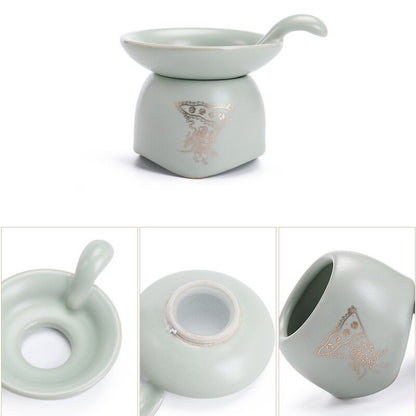 Boutique Ruyao Craft Tea Set Chinese Ceramic Tea Pot Matching Tea Cup Filter Net