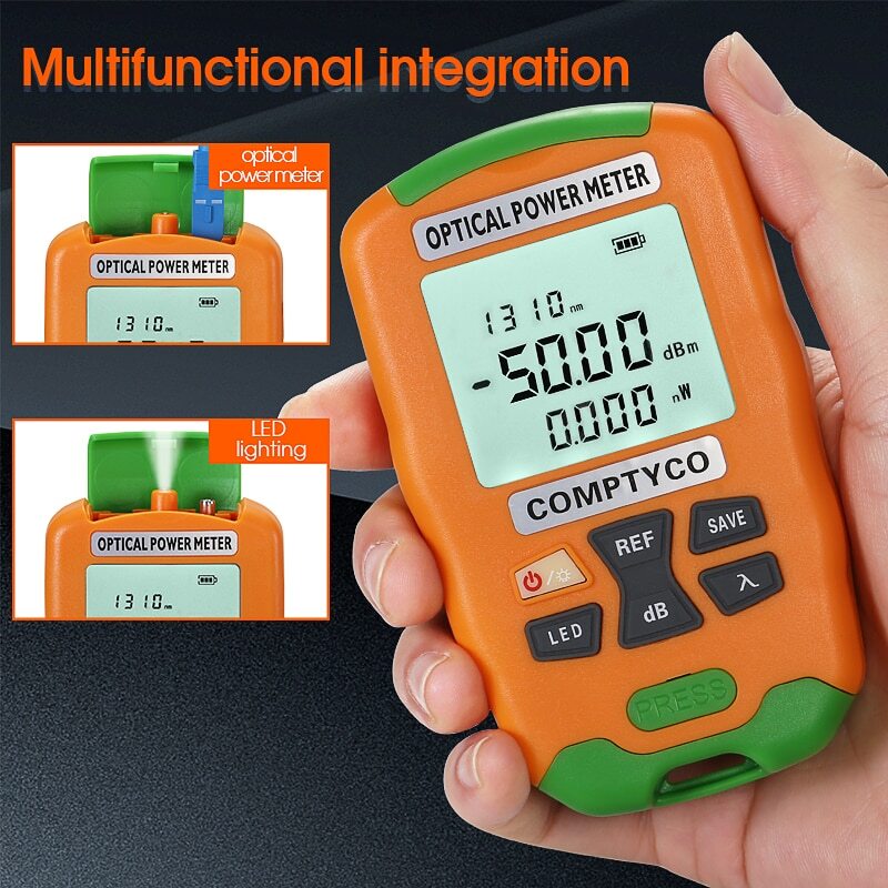 Mini 2 In 1 Optical Power Meter Optical Fiber Tester with LED Lighting -50+26dBm