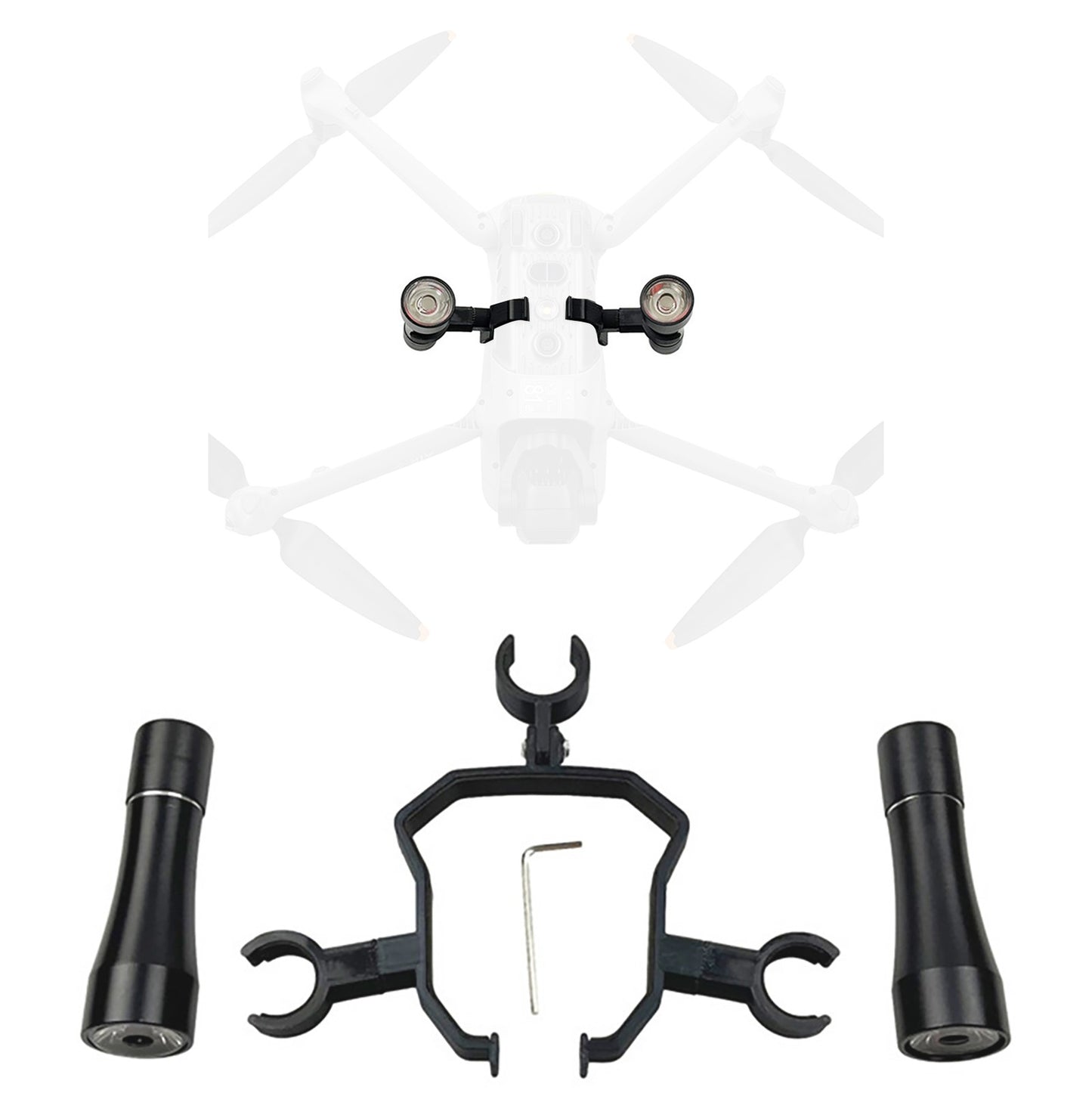 2 Pcs Black Flashlight With Bracket & Wrench Durable For DJI Air 3 Drone