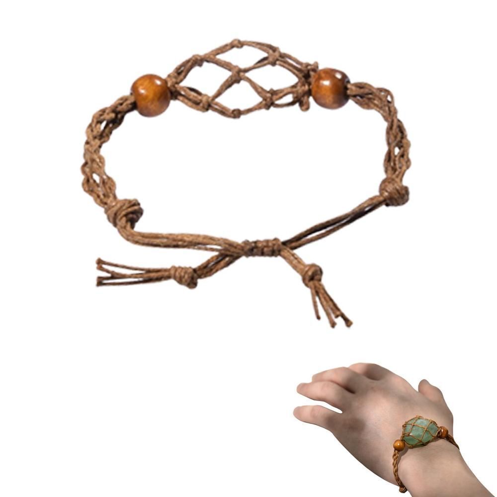 Macrame Bracelet Cord Net Bag Adjustable Empty Without Stone Crystal Gems Holder