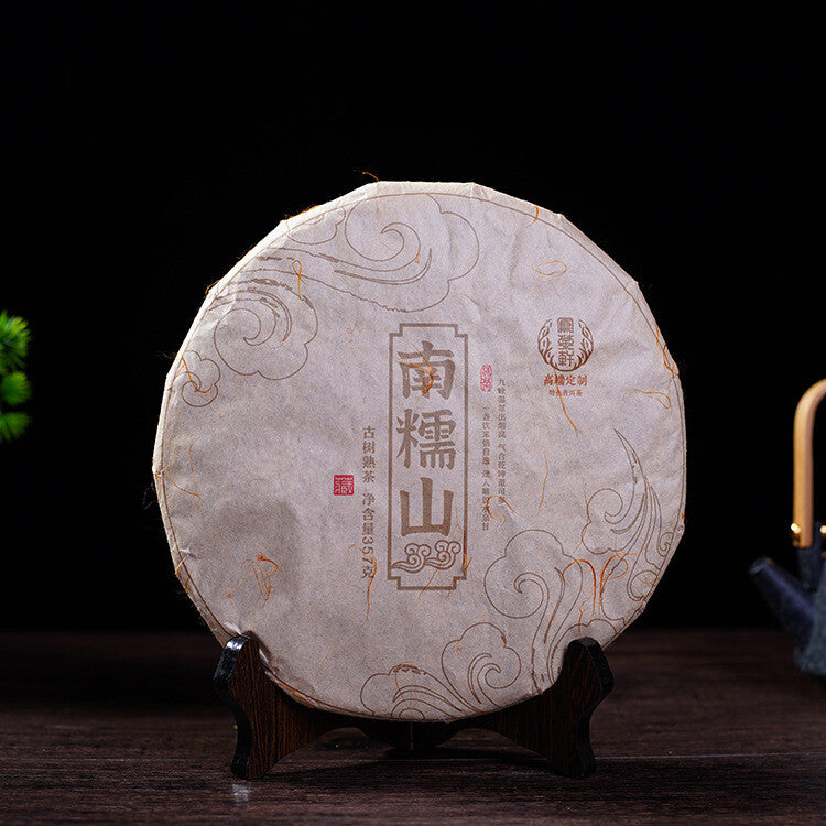 357g Chinese Yunnan Pu'er Tea Cooked Tea Big Leaf Spring Tea Cake On Sales China