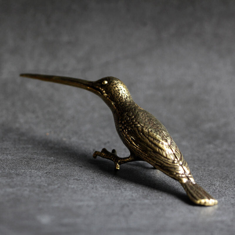 Solid Brass Birds Figurines Antique Statue Hummingbird Tea Knife Home Decor A+