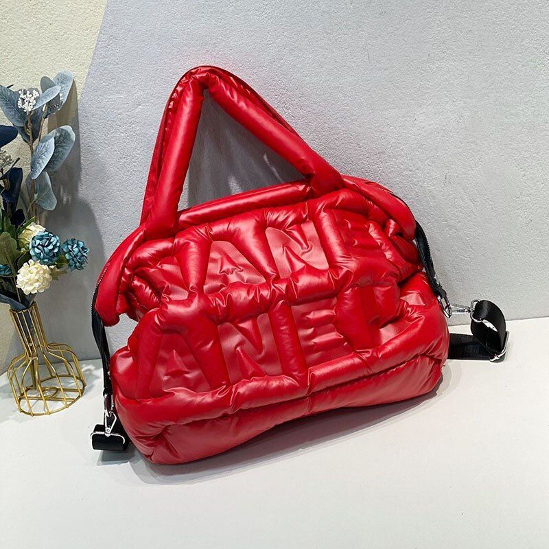Big Shoulder Bag Cotton Feather Down Bag Crossbody Purse Nylon Handbag 40*21*30