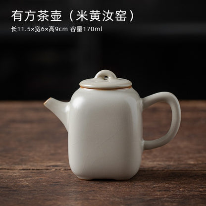Ru Kiln Square Pot Kung Fu Tea Set Tea Maker Household Tea Set with Pot Holder