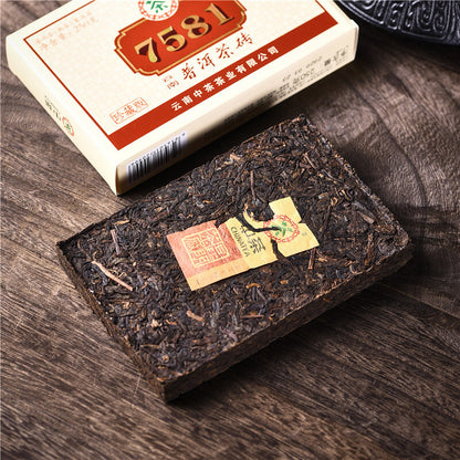 250g Traditional Craft Tea Classic Cooked Puer Tea 7581 Ripe Puerh Tea Brick