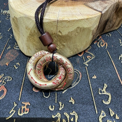 Brass Qiankun Circle Pendant Fengshui Handheld Ornament Taoist Amulet