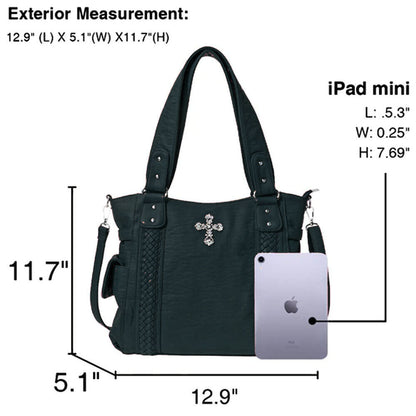 Concealed Carry Women Shoulder PU Leather Tote Crossbody Handbag Purse Bag