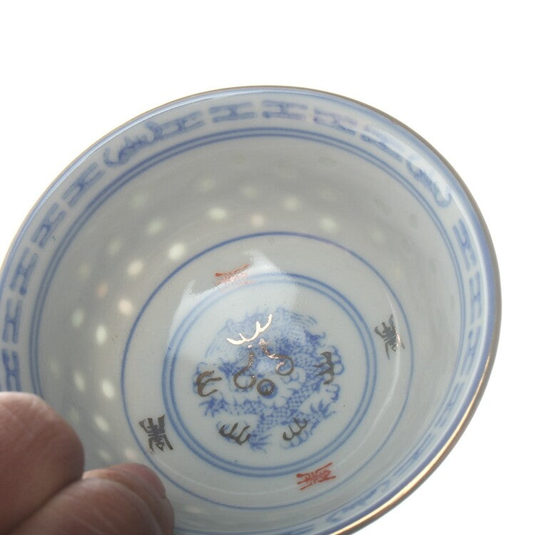 3.3" Collection Chinese Jingdezhen Blue-and-white Porcelain Gild Red Glaze Cup
