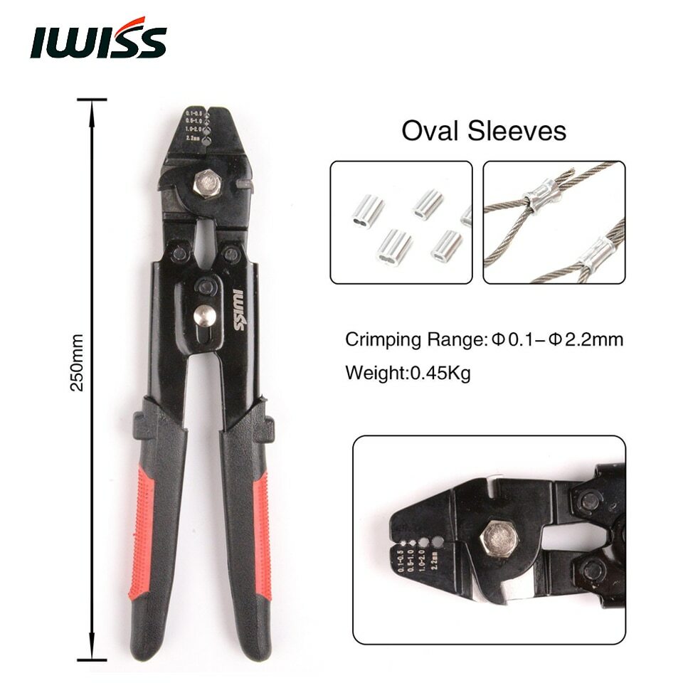 IWISS Wire Rope Crimping Tool Safety Lock Crimp Range from 0.1mm to 2.2mm