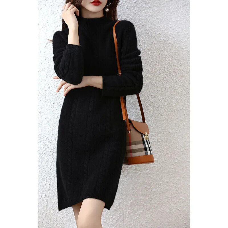 Women's Sweater Knitted Dresses Wool Ladie Dress Winter Pullovers Casual Skirts