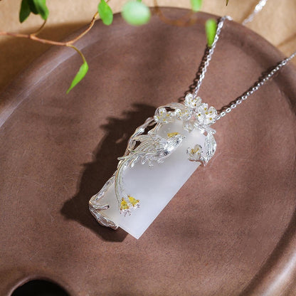 Alloy & Jade "Joy on Plum" Pendant Necklace for Women