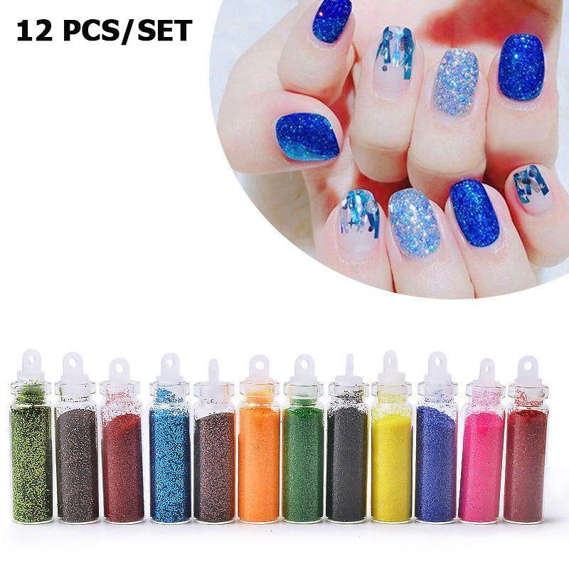 Nail Art Sequins 48 Bottles Set Glitter Powder Manicure Decor Tip Polish Sticker