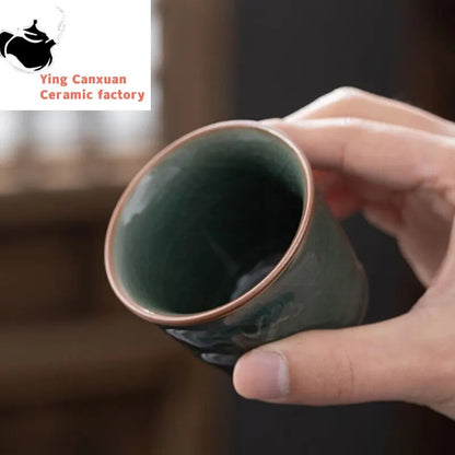 Vintage Ice Split Glaze Master Cup Chinese Ceramic Tea Cup Portable Cups Tea Set