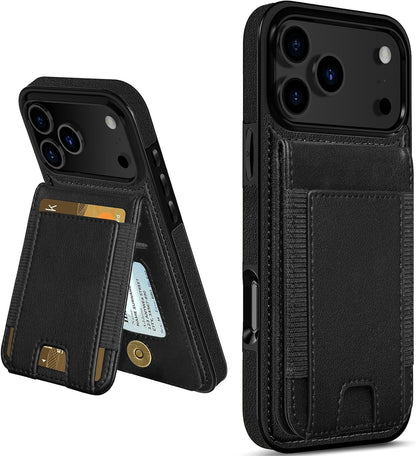 for Iphone 17 Pro Max Wallet Case with Card Holder, Men Women PU Leather RFID Bl
