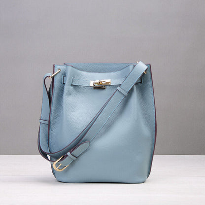 Real Leather Drawstring Bucket Tote Shoulder Bag Purse Handbag Crossbody Fashion