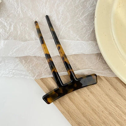 Women Hair Accessories Acetic Acid U-Shaped 2 Teeth Hairpin Fork Clips 9.6x6.6cm
