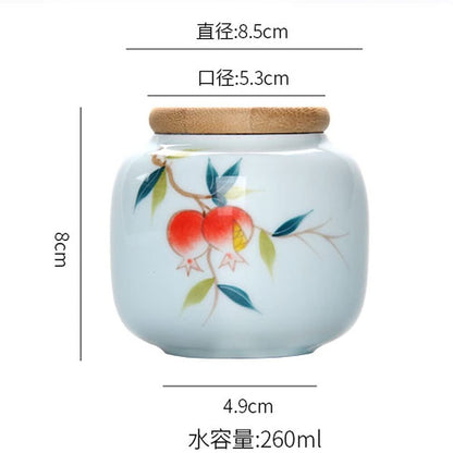 8.5cm Hand Painted Ceramic Tea Cans Sealed Jar Household Tea Caddy Storage Cans