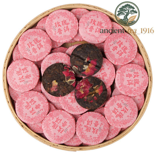 500g 2025 Yunnan Pu'er Tea Cake Ripe Tea Rose Pu'er Flower Tea Small Tea Cake