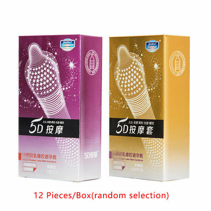 Latex Condoms For Men 3D/5D Spike Dotted Ribbed G-Spot Contraceptive Condoms