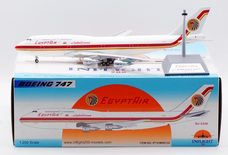 1:200 35CM InFlight EGYPTAIR BOEING 747-300 Passenger Airplane Diecast Model