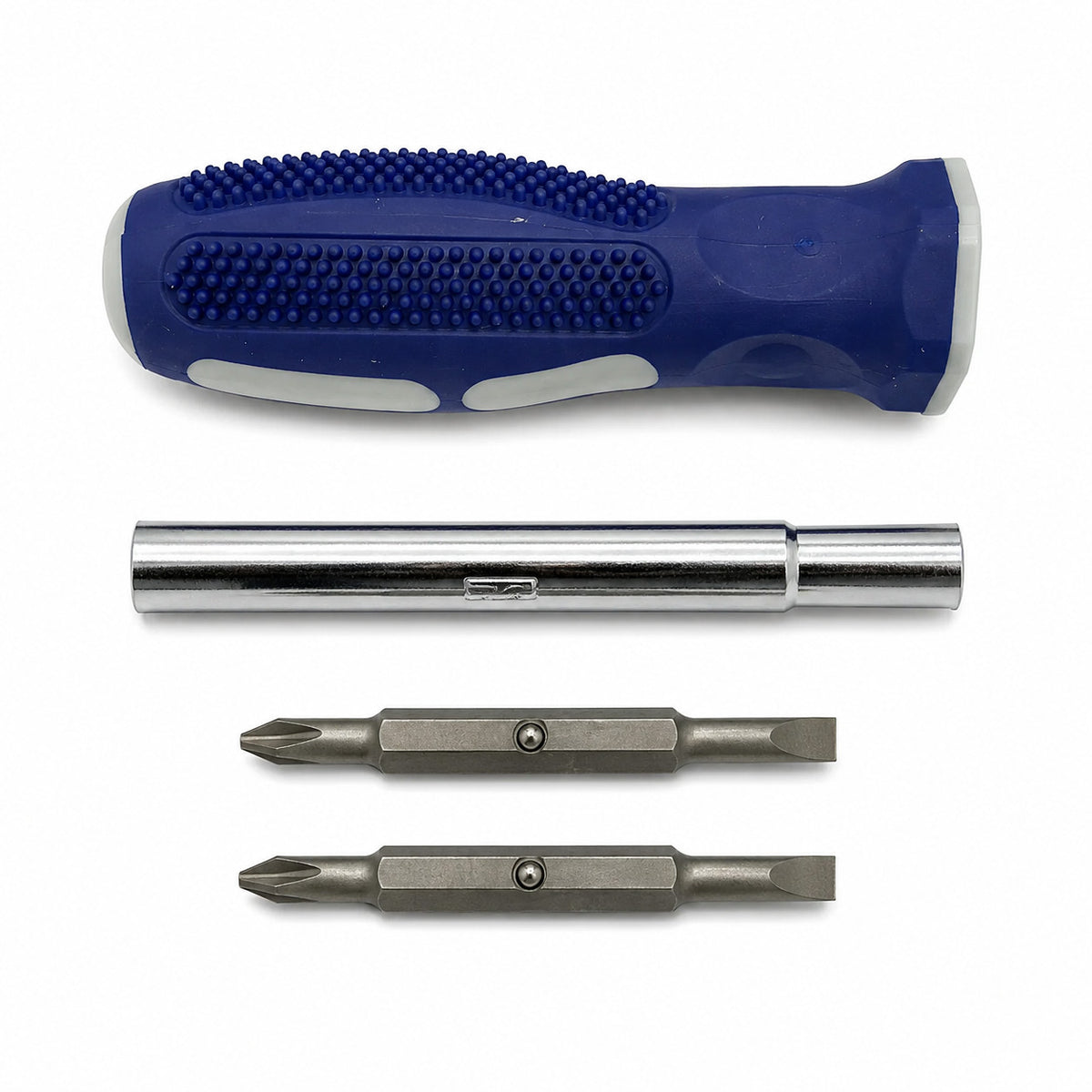 4 Pack 6-in-1 Screwdriver - Slotted 3/16" & 1/4", Phillips #1 & #2, Nut Drivers