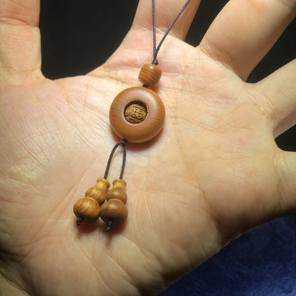 Premium Arborvitae Spin Ring Charm, Hand-Carved Phone/Bag/Keychain Gift