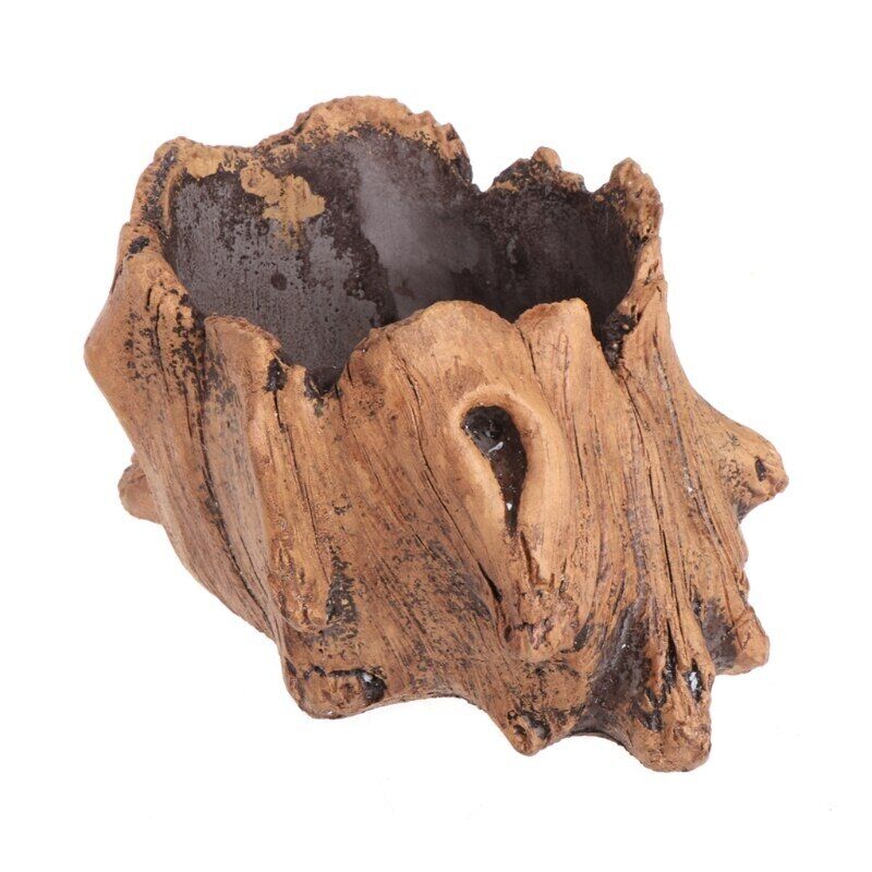 Succulent Plant Pot Imitation Wood Flower Cement Planter Home Bonsai Decorations