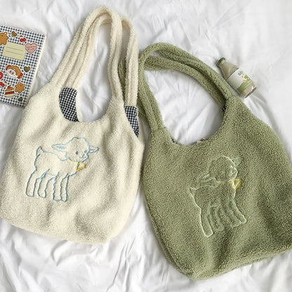 Fabric Shoulder Bag Handbag Tote Large Embroidery Shopper Bag Canvas Polyester