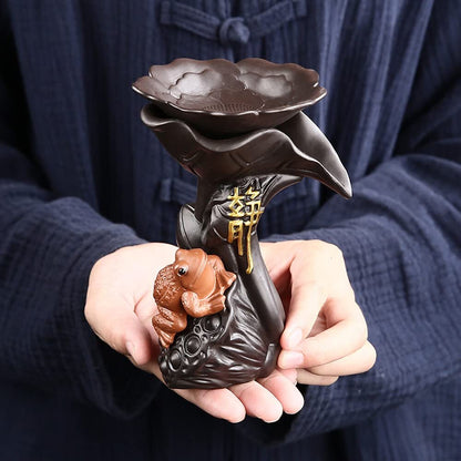 12cm Creative Purple Sand Golden Toad Tea Filter Kung Fu Tea Set Strainer