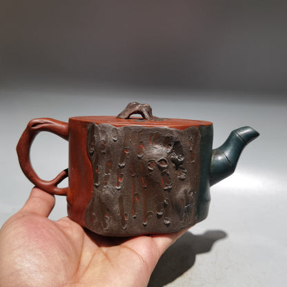 Chinese Yixing Zisha Clay Handmade Exquisite Teapot （三色树桩壶 底款：周桂珍 )