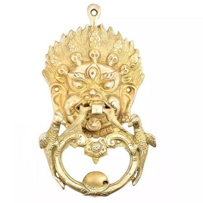 Antique Look Brass Vajra Mahakala Buddha Head Bird Statues Door knocker