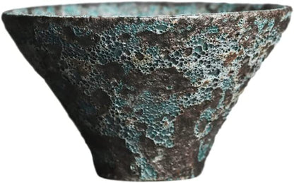 4.13"INCH Bronze Texture Tea Cup Handmade Retro Pottery KungFu Tea Ceremony