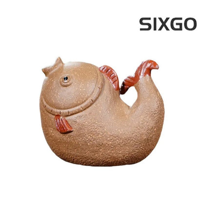 Yixing Purple Clay Wealth Fish Tea Pet Tea Figurine Ornaments Tea Table Crafts