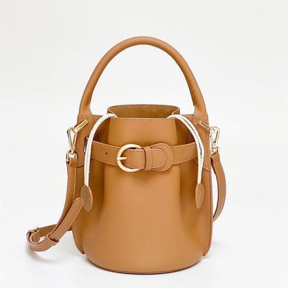 New Fashion Cowhide Bucket Bag Single Shoulder Crossbody Small Bag Leisure Bag