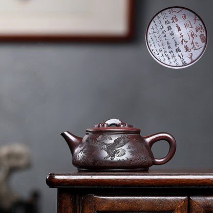 Handmade Tea Pot Embossed 10 Infuser Holes Real Yixing Zisha Clay Pot 330ml New
