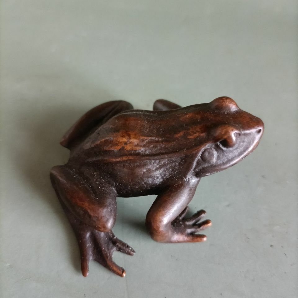 Antique Collection Solid Frog Ornament Small Handle Tea Pet Ornament Statue