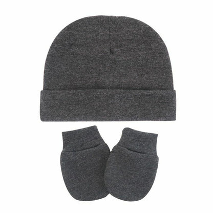 Hats Gloves 3pcs/Lot Solid Childrens Cotton Baby Winter Warm Cap Toddler Beanie