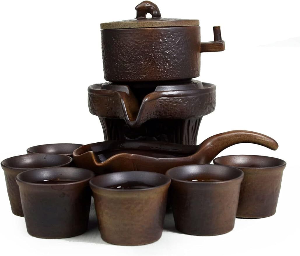 10/Set Semi-automatic Stone Mill Tea Set Chinese Gongfu Tea Cups Teapot Teacup