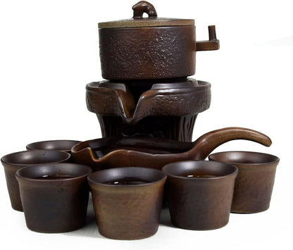 10/Set Semi-automatic Stone Mill Tea Set Chinese Gongfu Tea Cups Teapot Teacup
