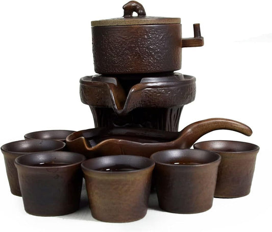 10/Set Semi-automatic Stone Mill Tea Set Chinese Gongfu Tea Cups Teapot Teacup