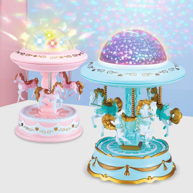 Music Box Plastic Nordic Carousel Star Projection Light Girl Gift 10.5x10.5x16cm
