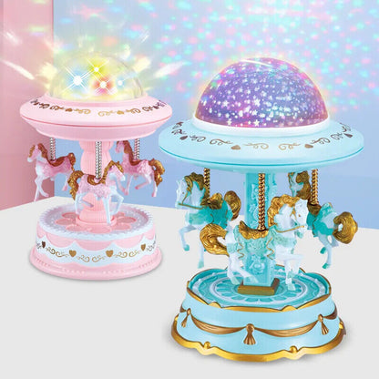 Music Box Plastic Nordic Carousel Star Projection Light Girl Gift 10.5x10.5x16cm