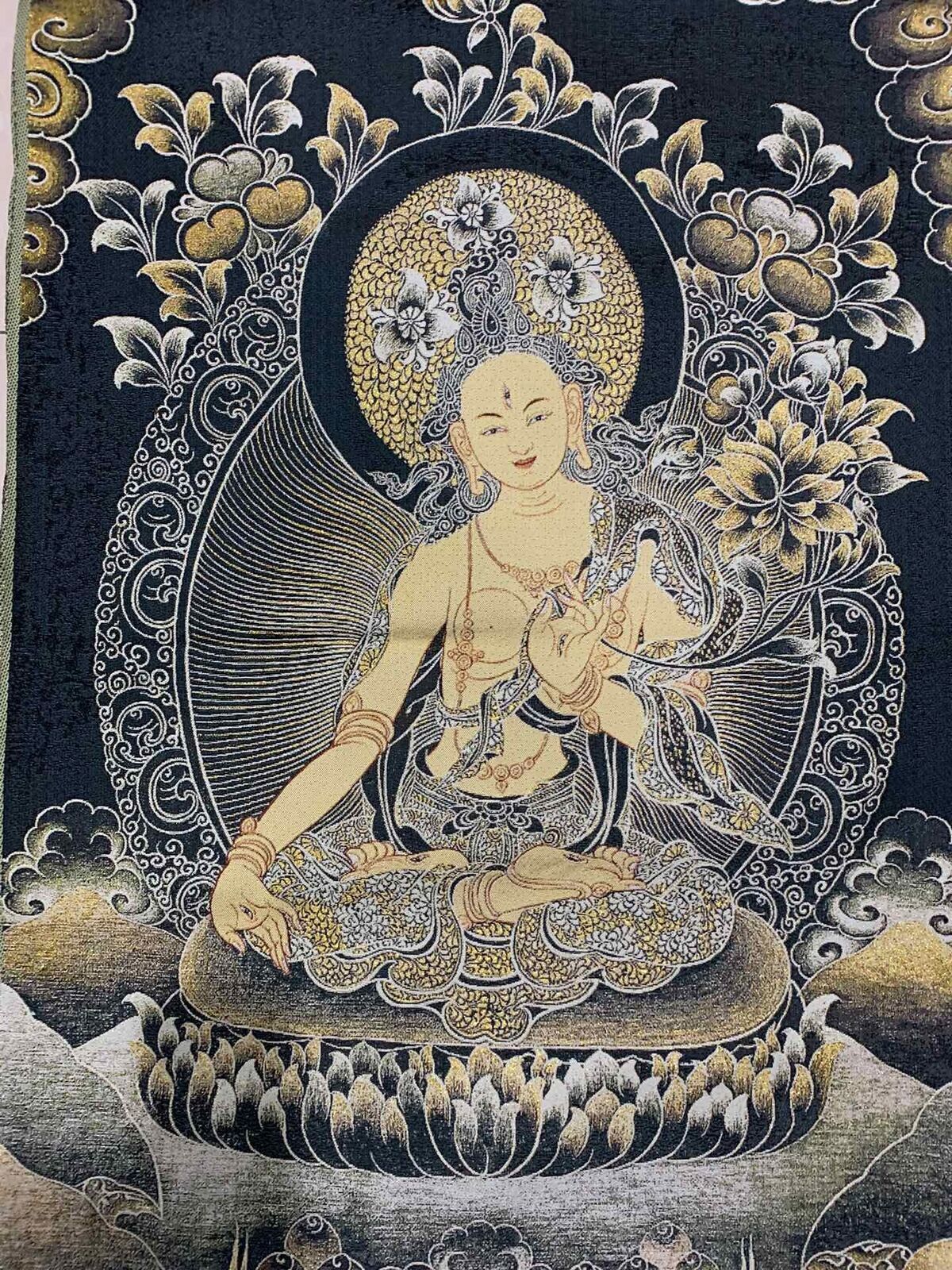 36" Tibet Tibetan Cloth Silk Buddhism Tara Guanyin Kwan-yin Tangka Thangka Mural