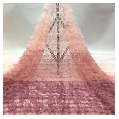 Ruffle Mesh Tulle Fabric DIY Lace Bridal Dress Gown Sewing Crafts Gradient Color